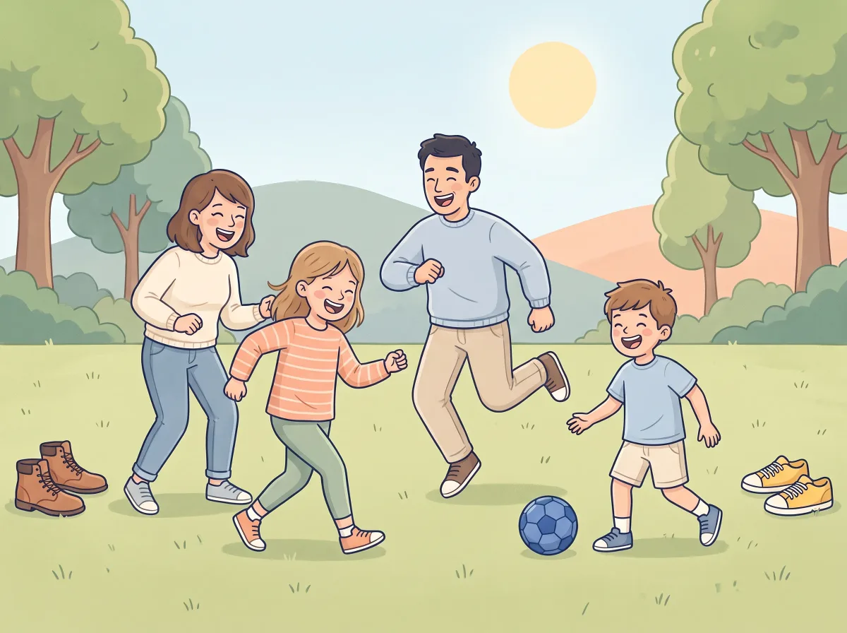 Parents vs. kids match: a parent and child doing it together