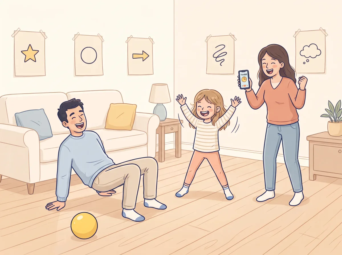 Family fitness circuit: a parent and child doing it together