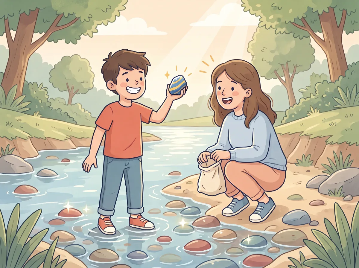 Rock hunter hike: a parent and child doing it together