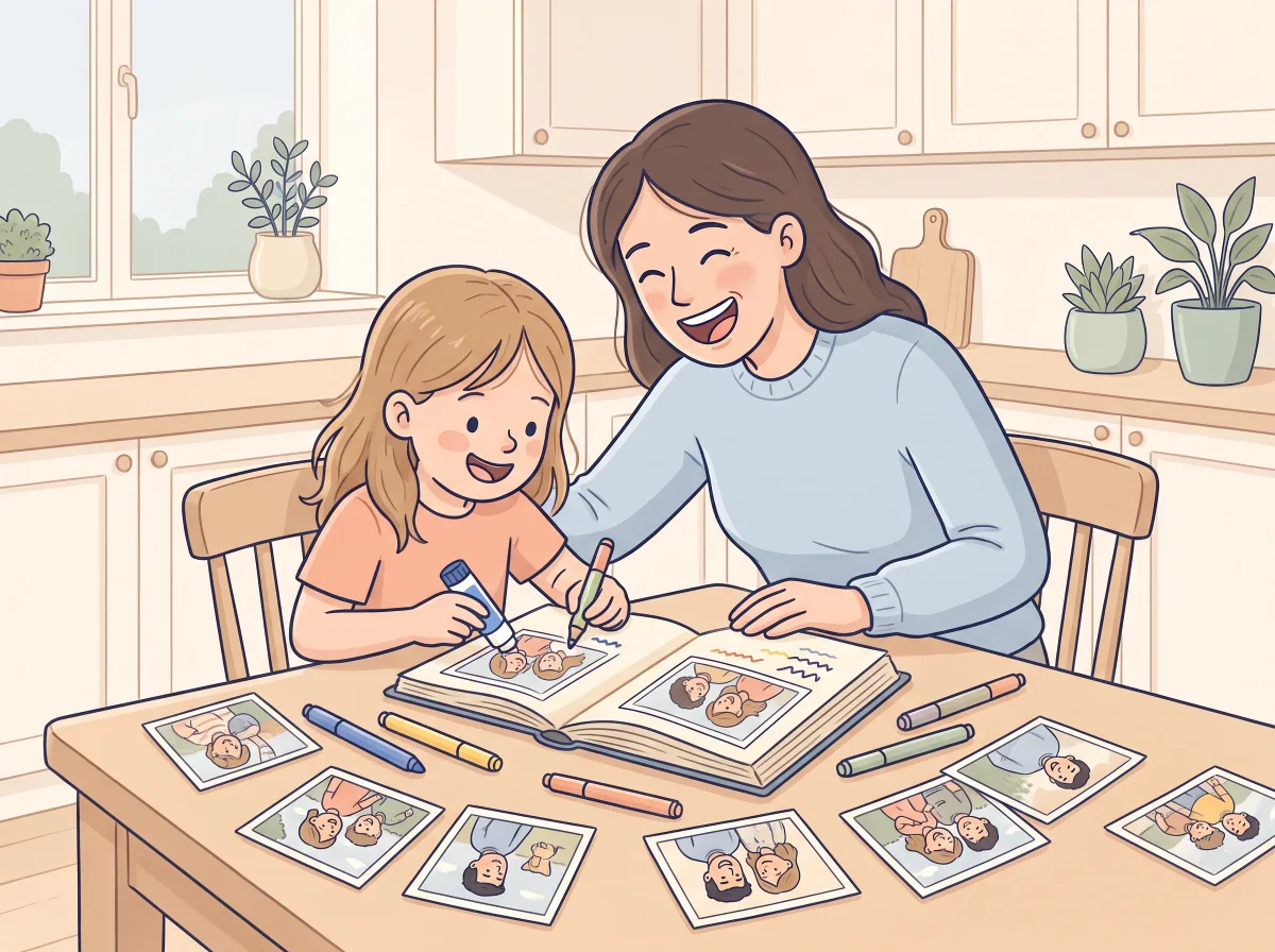 Mini photo album: a parent and child doing it together
