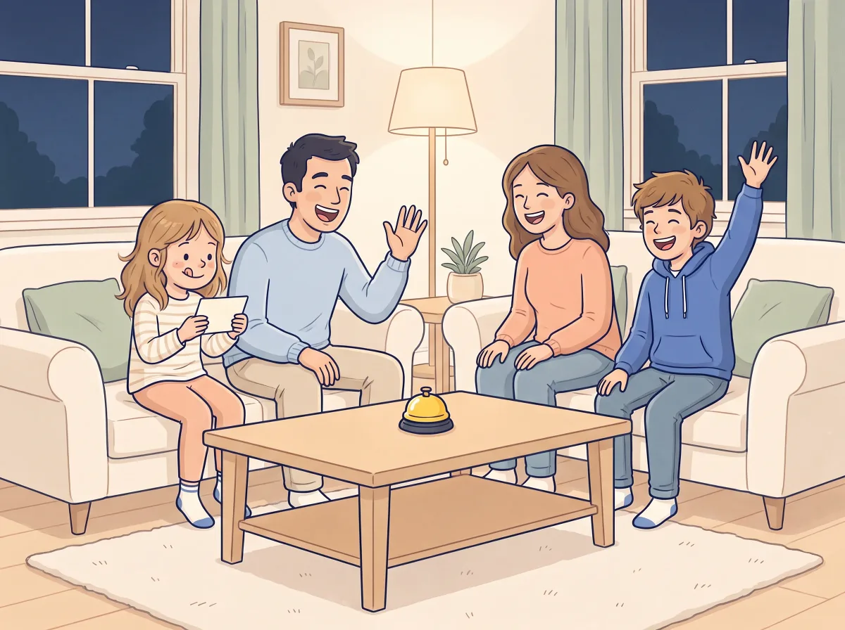 Family trivia night: a parent and child doing it together