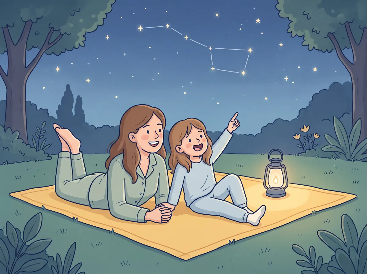 Stargazing night: a parent and child doing it together
