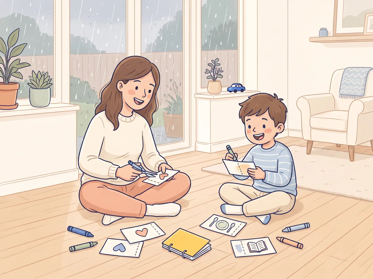 Make a coupon book: a parent and child doing it together