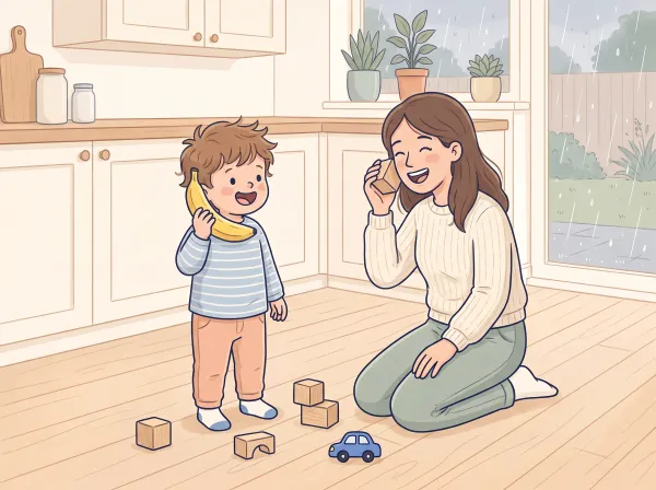 Call Grandma on a banana: a parent and child doing it together