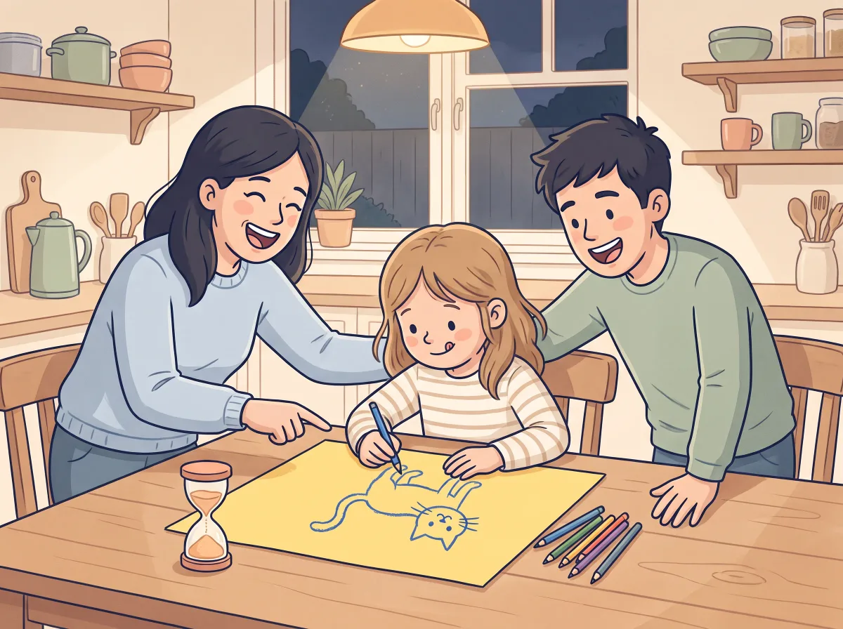 Draw and guess: a parent and child doing it together