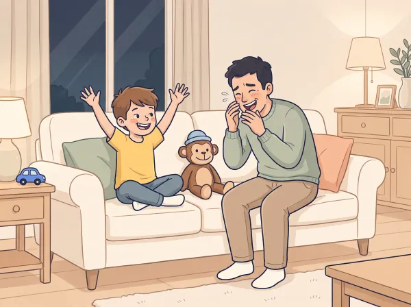 Animal joke swap: a parent and child doing it together