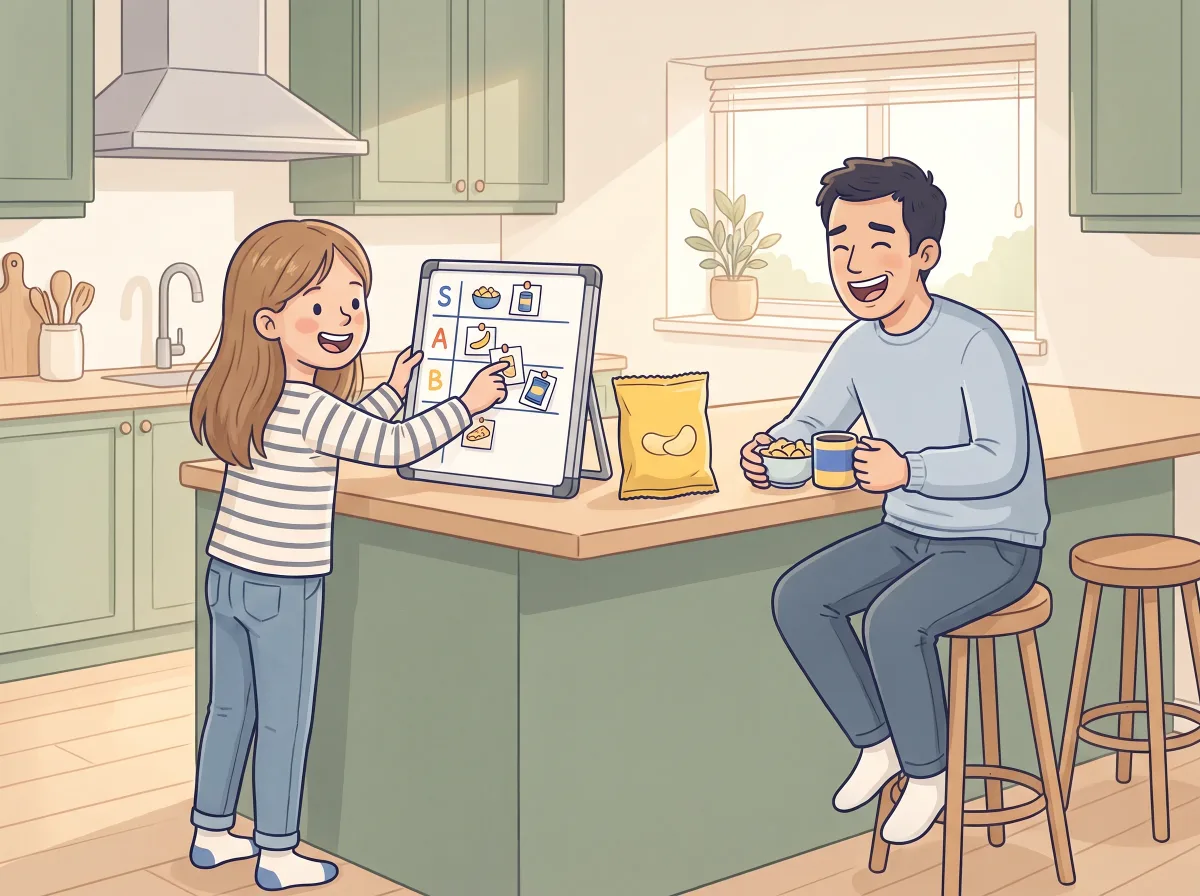 Snack tier list: a parent and child doing it together